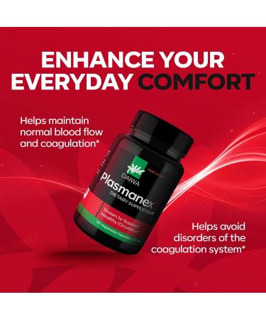 Daiwa Plasmanex 1 - Blood and Vein Circulation Supplements Balance Circulation Encourage Healthy Legs and Veins - 60 Vegan Capsules Plasmanex1 60 Count (Pack of 1) - Buy Online on GoSupps.com