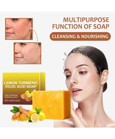Turmeric Lemon Soap - Dark Spot Corrector Remover - Natural Soap Bar for Body & Face - Turmeric Soap for women - Skincare Handmade Soap Bar for Brighten Acne Dark Spots - Buy Online on GoSupps.com