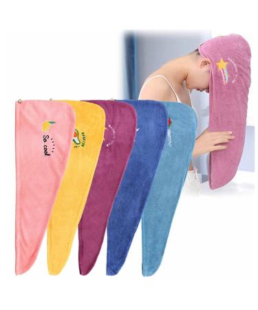 Rapid Drying Towel for Women  Coral Fleece Women Hair Towel Set  Soft Dry Hair Towel with Embroidery  Super Absorbent Hair Wrap Turban Microfiber Hair Towel Wrap for Children and Women (Yellow)