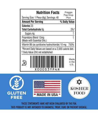 Preggie Pop Drops Plus - Vitamin B6 Morning Sickness Relief Candy | Sour Raspberry & Lemon - 48 Count - Buy Online on GoSupps.com