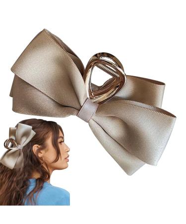 Bow Clips - Large Hair Claw Clamp Hair Barrettes Satin Bow for Hair Clips Hair Styling Clamps for Adult and Women Champagne