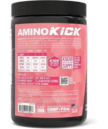 NutraBio Amino Kick BCAA Powder with Natural Caffeine Amino Acids Supplement for Energy Hydration & Recovery BCAAs Electrolytes & Amino Acids Raspberry Lemonade 30 Servings - Buy Online on GoSupps.com