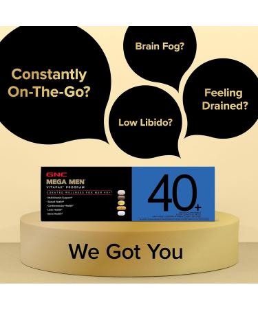 GNC Mega Men 40+ Vitapak, 5-in-1 Multivitamin Pack, Energy Production, Men's Health, Edible Dietary Supplement, 30 Servings - Buy Online on GoSupps.com