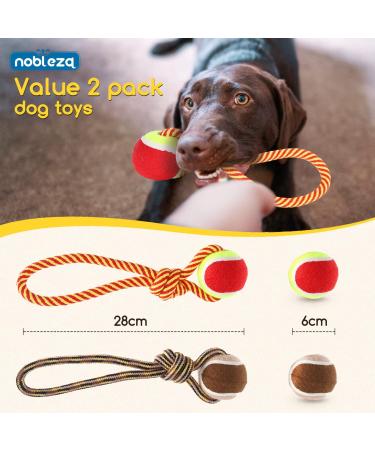 Nobleza 100% Cotton Dog Toy Rope 2 Pack 28cm | Boosts Dog's Mental & Dental Health - Buy Online on GoSupps.com