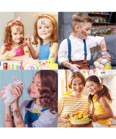 Easter Tattoos for Kids - 66 Pieces, Colorful Bunny Egg Chicken Spring Flowers Butterfly Stickers - Easter Egg Filler, Basket Stuffers, Goodie Bag Fillers - Buy Online on GoSupps.com