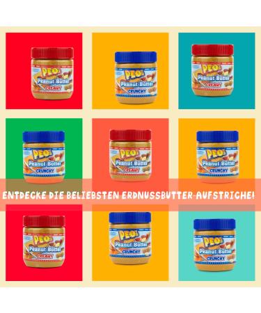 PEO's 6 x 340g Crunchy & Creamy Peanut Butter 3 Pack - Natural Peanut Butter - Fine Extra Smooth Grilled & 90% Peanut Butter with Full Creamy Flavour - Buy Online on GoSupps.com