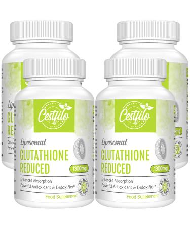 Cestfilo Liposomal Glutathione Reduced 1300 mg Active Form L Glutathione Reductase (GSH) Powerful Antioxidant for Optimal Cell Protection (60 Count (Pack of 4))