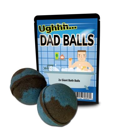 Dad Balls Bath Bombs - Funny Dad in Bath Design - XL Bath Fizzers for Men - Black and Blue Marbled  Handcrafted  2 pk
