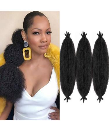 3 packs Springy Afro Twist Hair 16 inch Pre-Separated Kinky Marley Twist Braiding Hair Soft Pre-fluffed Synthetic Crochet Wrapping Hair for Distressed Faux Locs Spring Twist Passion Twist 16 Inch(3packs) 1B