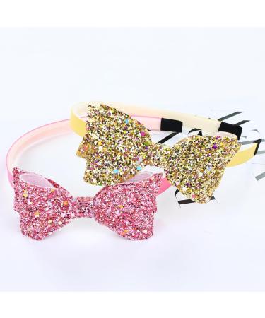 Cinaci 10 Pieces Sparkling Sequin Bow Plastic Headbands with Teeth Hair Bands Hairbow Accessories for Toddlers Kids Teens Girls - Buy Online on GoSupps.com