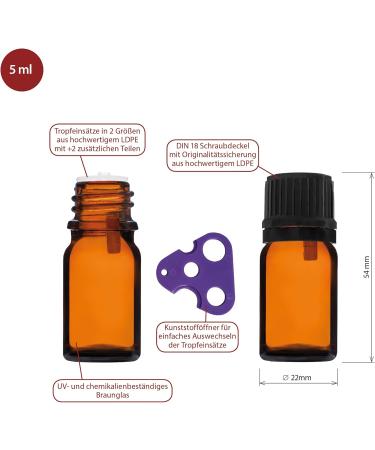 Handsunity 5ml Amber Glass Dropper Bottles - 6 Pack with Black Closure | Premium Pharmacy Glass & 18 Aids Set - Buy Online on GoSupps.com