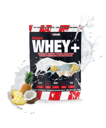 Honest Whey protein powder (Pina Colada) 1 x 1000 g with 12.5% isolates.Instant soluble protein protein powder with EAA & BCAA made of fresh pasture milk.Pina Colada 1 kg (1 Pack)