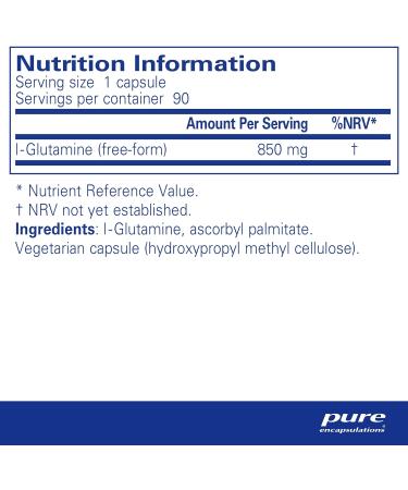 Pure Encapsulations L-Glutamine 850mg Capsules - Professional Strength Formula - 90 Capsules - Buy Online on GoSupps.com