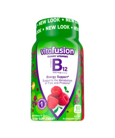 VitaFusion B-12 Gummy Vitamins Energy Support Natural Raspberry Flavor 1000 mcg 60 Gummies