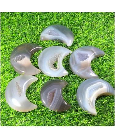 Collection Natural Agate geode Quartz Crystal Hand Carved Moon Reiki Healing.1pc (Size : 2pc) - Buy Online on GoSupps.com