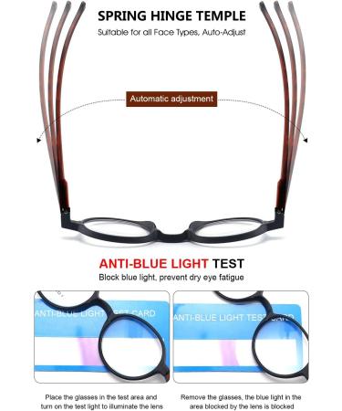 Vevesmundo Anti Blue Light Reading Glasses - Retro Round Nerd Glasses for Women & Men | Multifocal Blue Light Filter | Black & Leopard 3.0x - Buy Online on GoSupps.com