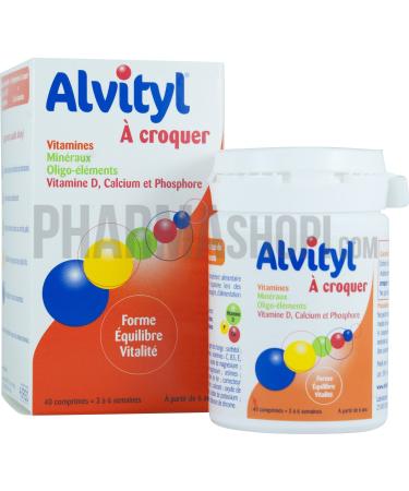 Alvityl - Vitality tablets - 12 vitamins and 8 minerals - From 6 years old chocolate taste - 40 tablets
