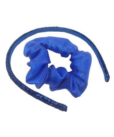 Topkids Accessories Glitter Aliceband And Matching Scrunchie Set. Kids Hair Accessories Hair Scrunchies For Women Girls Headbands Girl Hair Accessories Sequin Headband Girl Headbands (Royal Blue)
