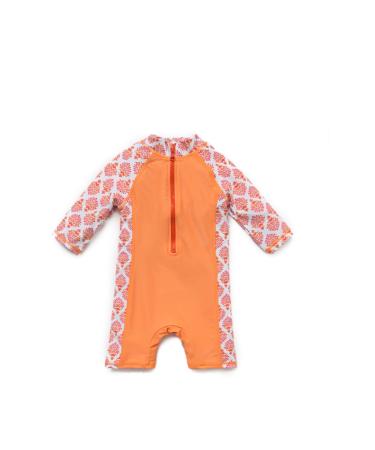 Bonverano Baby Girls UPF 50+ UV Protection One Pieces Sunsuit with Sun Cap(Orange 12-18Months) 12-18 Months Orange