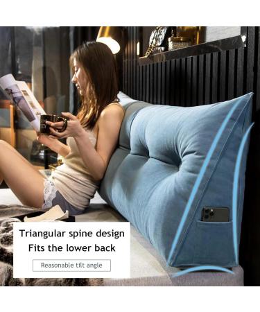 Luxury Headboard Pillow and Large Wedge Back Lumbar Support Washable and Removable Cover(Blue 200x50x20cm) Blue 200x50x20cm - Buy Online on GoSupps.com