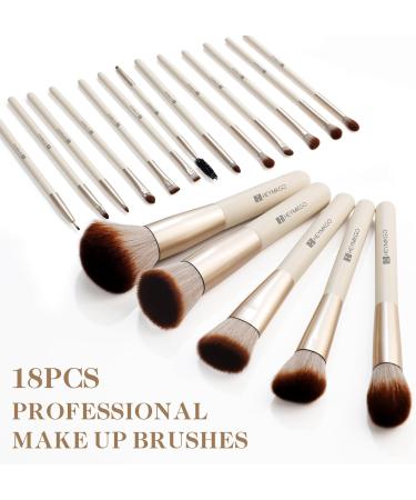 HEYMKGO Makeup Brushes Set 18 Pieces Professional Makeup Brush Set Foundation Eye Shadow Eyebrow Blush Kit Makeup Brush Brush Kit Synthetic Bristles with Storage Gift Box - Buy Online on GoSupps.com