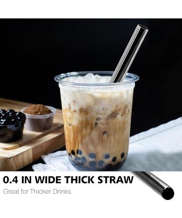 Anaeat 6 Pack Reusable Food-Grade Stainless Steel Straws Durable Long Metal Drinking Straw with Cleaning Brush & Travel Case - 2 Bent 2 Straight & 2 Wide Straws for Smoothie Bubble Tea (Black) 6-piece Black - Buy Online on GoSupps.com