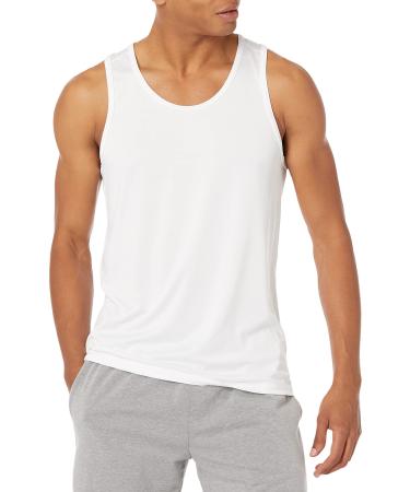 Amazon Essentials Men's Tech Stretch Tank T-Shirt Large White