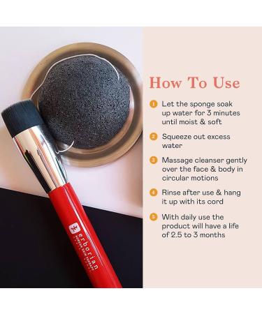 Erborian Charcoal Konjac Facial Sponge - Natural Exfoliating & Deep Cleansing for Sensitive Oily & Acne-Prone Skin | Korean Skincare - All Skin Types - Buy Online on GoSupps.com