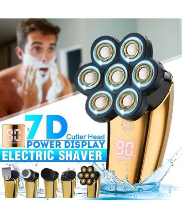 7 in 1 Electric Shaver for Men - Rechargeable 7D Bald Head Shaver with Floating Heads Trimmer and Facial Brush for Ultimate Grooming - Buy Online on GoSupps.com