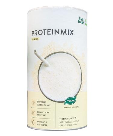 LiveFresh protein powder vanilla (450g) |Vegan drinking meal from rice soy pea & hemp protein |With 29g protein per portion of vanilla 450g
