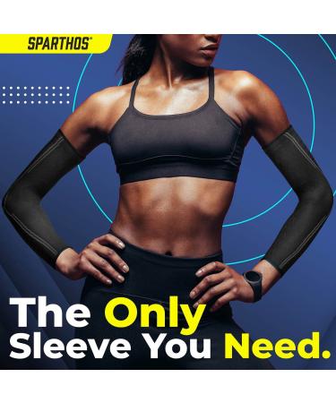 Sparthos Arm Compression Sleeves - Recovery Aid for Active Lifestyle - Breathable Elastic Blend - Midnight Black (Medium) - Buy Online on GoSupps.com