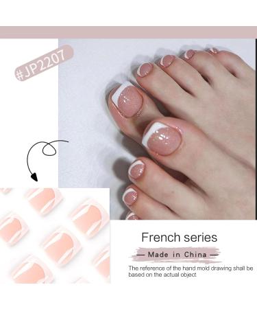 24Pieces Fake French Toe Nails Set Press On Short Square Kits Wearable False Nails Fashion Feet Tips Art False Nails Toe Nails Flat Shape Wearable Nails - Buy Online on GoSupps.com