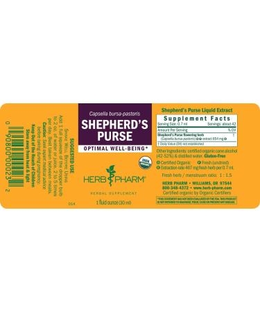 Herb Pharm Organic Shepherd's Purse Extract 1 Oz - Pure & Certified Liquid Supplement - Buy Online on GoSupps.com