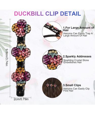 8 Pack Shiny Crystal Stone Braided Hair Clips for Women and Girls - Rhinestone Flower Barrettes with Small Barrettes - Perfect for Thick Hair - Buy Online on GoSupps.com