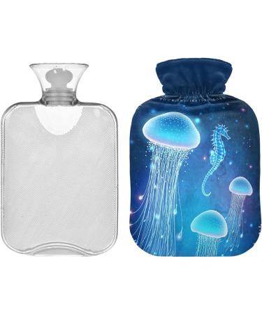 NAANLE Glowing Seepferdchen Hot Water Bottle - 2L Transparent Heat Bag for Pain Relief & Cold Therapy | Ideal for Hands & Feet - Buy Online on GoSupps.com