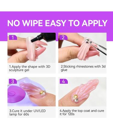 Gelike ec 3D Nail Sculpture Gel: White Multifunctional Rhinestone Nail Gel 3D Gel Nail Art for Nail Charms Nail Art Sculpture Nail Decoration Manicure DIY Nail Modeling - Buy Online on GoSupps.com