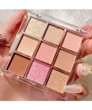 Fashion Waterproof Eyeshadow Palette, 9 Colors Shimmer Matte Eyeshadow Makeup Palette, Colorful Creamy Texture Eyeshadow Powder (01#)