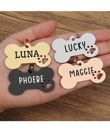 Natiform Personalized Pet ID Tags | Brushed Stainless Steel Dog Tags | Customizable Engraved Text | Paw Shaped Collar Pendant | Rose Gold - Buy Online on GoSupps.com