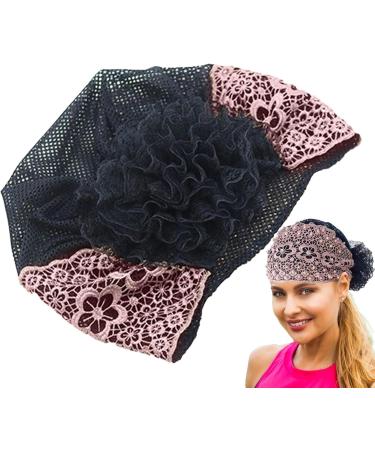 Buerfu Lace Headbands for Women Girls Stretch Headband Wide Women Stretchy Vintage Lace Edge Headband Hairband Bandana Bohemian for Women Pink - Buy Online on GoSupps.com