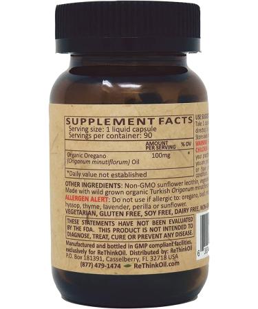 ReThinkOil WildCaps - Organic Oregano Oil Capsules - Non-GMO & Vegetarian - Gluten & Soy Free - Expiring July 2024 - Buy Online on GoSupps.com
