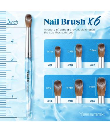 Kolinsky Acrylic Nail Brush Size 18 - White Swirl Blue Handle for Acrylic Application - Buy Online on GoSupps.com