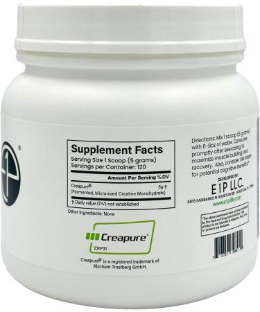 E1P Creapure Creatine Monohydrate 600grams (120 Servings) Unflavored Non-GMO Vegan Fermented Third-Party Lab Tested. Made with Halal and Kosher Certified Ingredients. - Buy Online on GoSupps.com