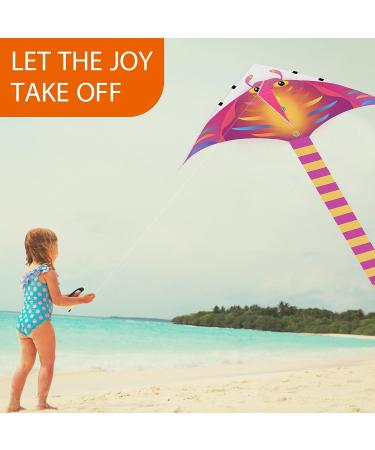 3 Pack Large Kites for Kids & Adults - Easy to Fly and Assemble - Includes Delta, Devil Fish, and Octopus Kites with 330 Ft String - Rainbow, Orange, and Red Design - Buy Online on GoSupps.com