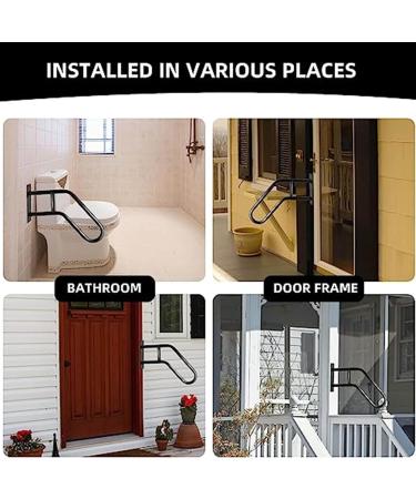 Outdoor Step Wall Mounted Handrail U-shaped Hand rail With Matt Black Finish For Garden Wall porch Garage Railing Non Slip grab bar - Buy Online on GoSupps.com