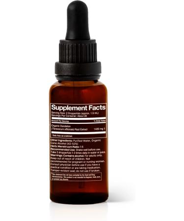 Organic Dandelion Root Tincture 30 mL - Heart Health Support Vegan Non-GMO Gluten-Free - Buy Online on GoSupps.com