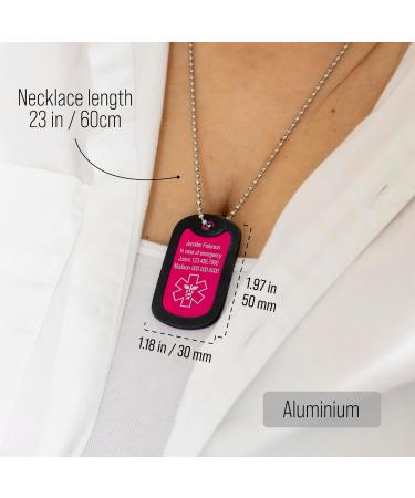 Buy MIA MIA Custom Medical Alert Necklace - Aluminum Military Style ID Tag for Men & Women | Engraved Emergency Awareness Jewelry for Diabetes Allergy Epilepsy & Medical Conditions - Buy Online on GoSupps.com