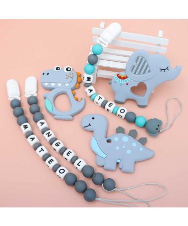 Personalized Gray Elephant Stroller Clip with Name | Unique Individual Gift for Parents - Buy Online on GoSupps.com