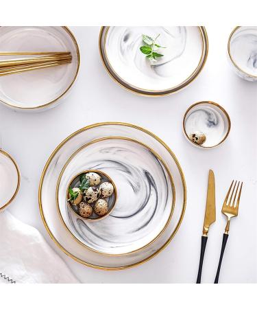 Dinner Plates 20-Piece Kitchen Dinnerware Set Service for 4 Modern Elegant Dinner Plate Sets Durable Ceramic Serving Plate Set Gold Edge Marble Plates Kitchenware - Buy Online on GoSupps.com