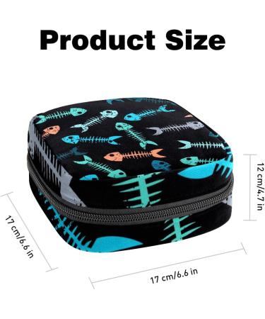 Fish Bone Print Sanitary Napkin Storage Bag | Portable Period Kit Pouch | Menstrual Cup Pad Pouch for Women/Girls - Color 11 - Buy Online on GoSupps.com