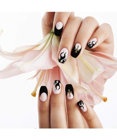 2 Flame Wear Manicure Nail Supplies Flame Nail Decals French Flame Fake Nails Nail Decorations Nail Art Supply Black Flame Fake Nail Black Flame Nail Stickers Matte Acrylic Abs - Buy Online on GoSupps.com